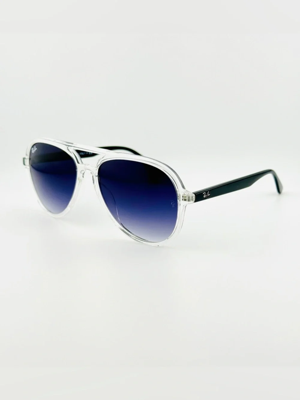 Ray-Ban Aviator Sunglasses RB4376 Transparent Frame with Gradient Dark Gray Lens - Picture 8 of 16